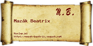 Mazák Beatrix névjegykártya