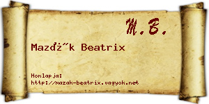 Mazák Beatrix névjegykártya